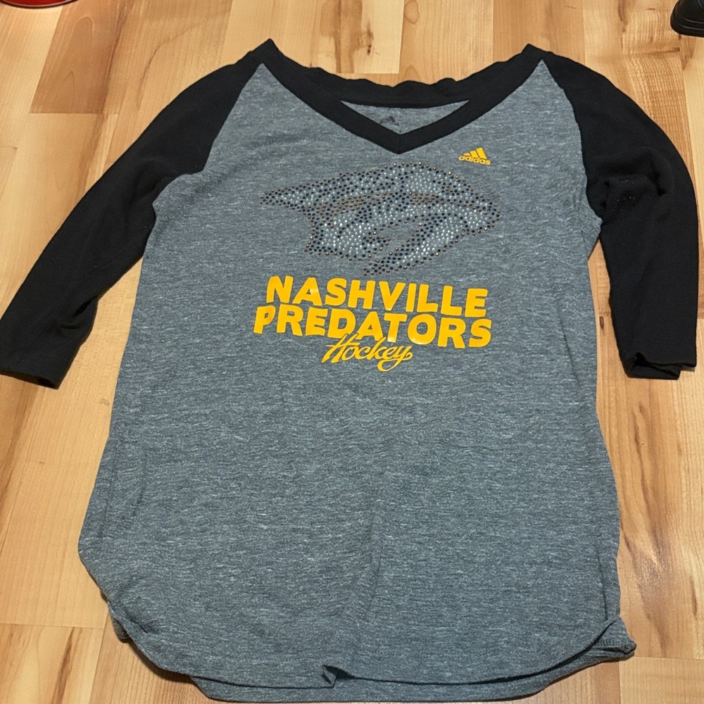 Adidas Gray and Black Nashville Predators Tee